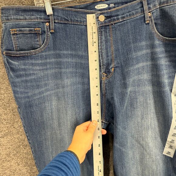 New Old Navy Jeans Women 20 Plus Blue Denim Dark Wash High Rise Curvy Bootcut - Picture 6 of 9